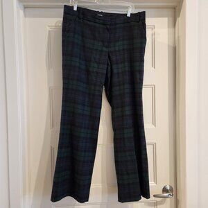 J. Crew Women's Plaid Trousers in Black and Green